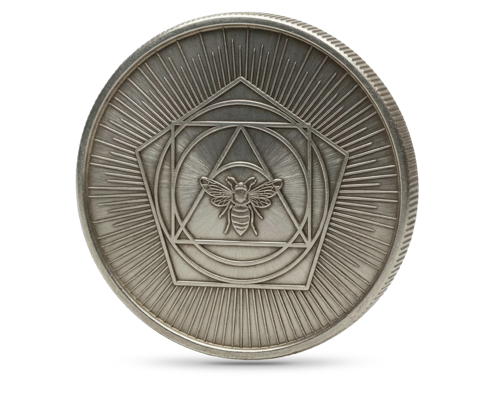 The Memento — solid metal decision coin in antique silver finish, reverse face